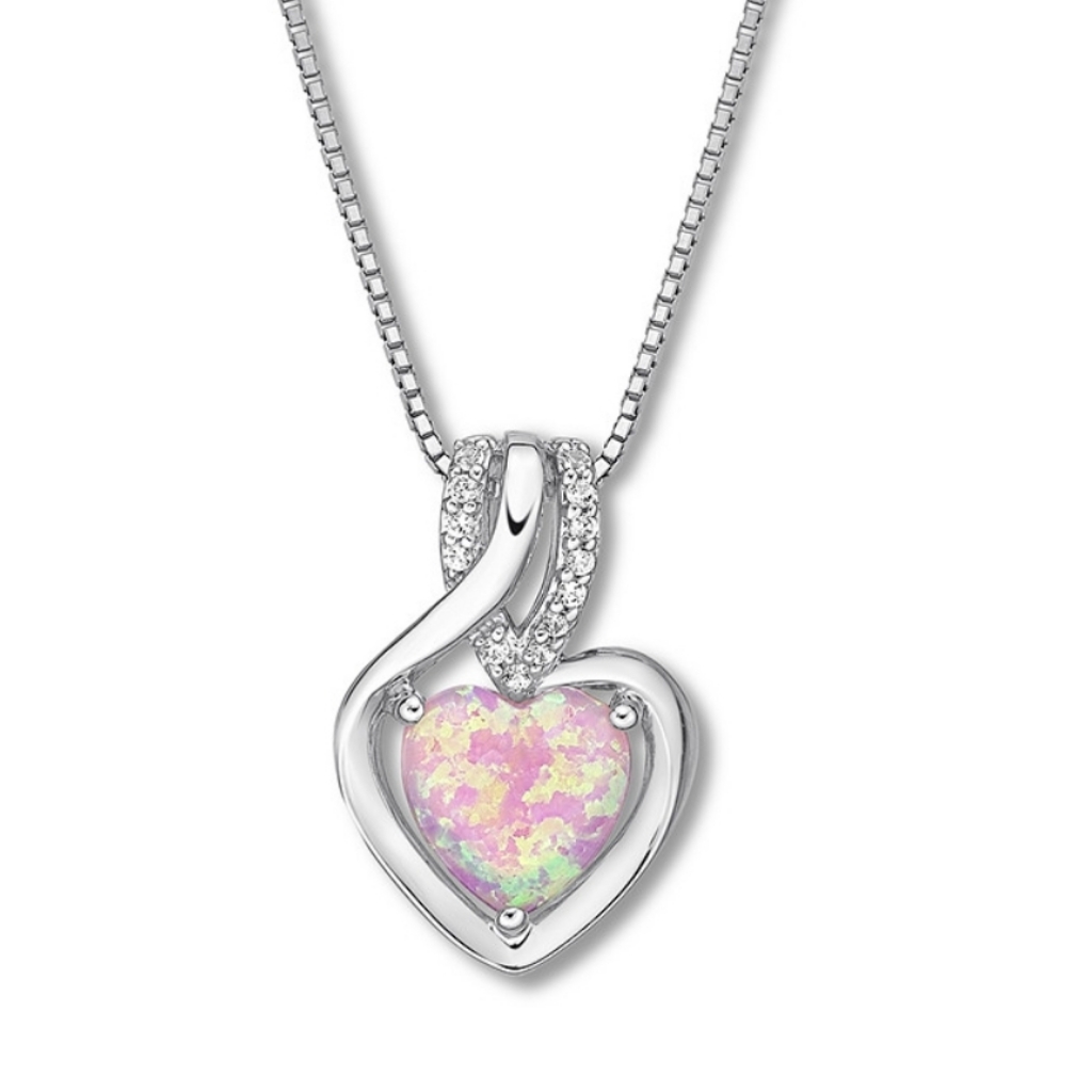 Pink Opal Heart Necklace